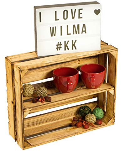 Kistenkolli Altes Land flaches Obstkistenregal Wilma Längs geflammt Gewürzregal Regalkiste Weinkiste