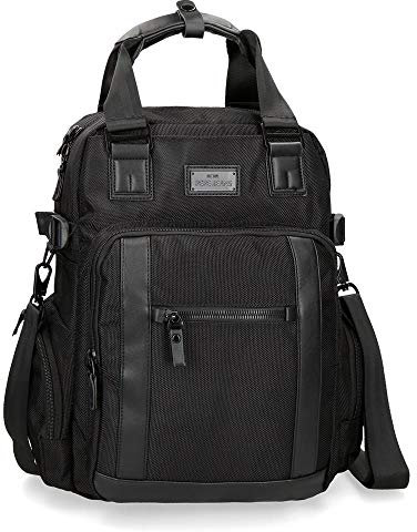 Pepe Jeans Allblack Mochila Adaptable con bandolera para Portátil 13,3 Negro 28x41x16 cms Poliéster 18.37L