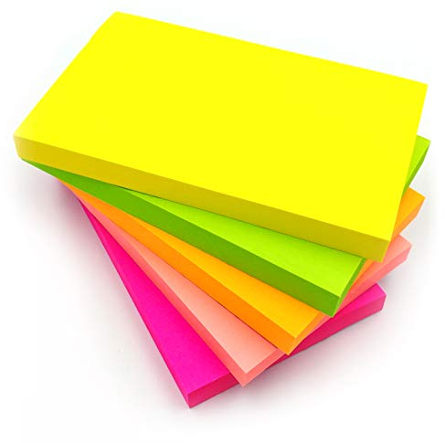 12 Haftnotizen groß in Leuchtenden Farben | 76mm x 127mm 3 x 5 100 Blatt/Block | Klebezettel Groß | Moderationskarten Selbstklebend | Sticky Notes