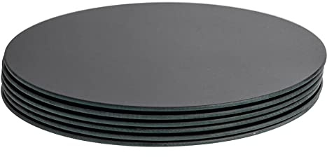 Harbour Housewares Round Glass Placemats - 30cm - Black - 6x | Tempered Heat-Resistant Non-Slip Round Indoor Outdoor Home Kitchen Dining Table Dinner Plate Place Mat Mats Set