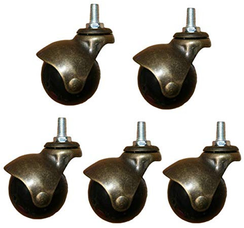 5 pezzi Ruote con Sfera In Bronzo,2 Pollici /48mm, Montaggio su Barra Filettata M8/M10, Ruote con Antico Vintage Mobili Sostituzion per Sedie Da Ufficio, Rotella Per Divano(5pcsM8)
