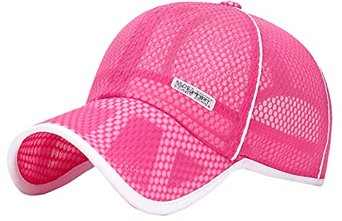Happy Cherry Mesh Baseball Cap Kinder UV Schutz Sport Mütze Kappe Einstellbar Basecap Jungen Mädchen Sonnenhut Outdoor Schule Unisex Rose Rot
