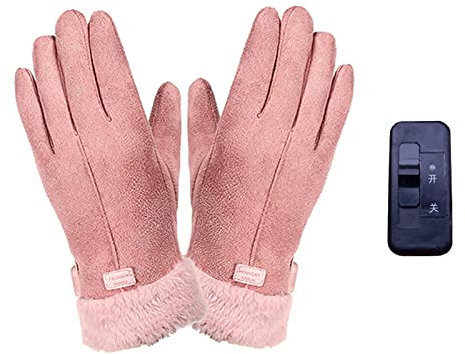 monshop Gants Chauffants Femme USB Heating Gloves Gants Femmes Hiver Chaud Gants À Écran Tactile Étiré Gants Rose Femme Hiver,Gants Chauffants À Batterie Température Intelligente À Trois Niveaux.