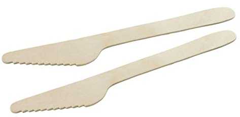 Fackelmann 31027 - Set di 30 coltelli monouso in legno FSC, coltelli monouso biodegradabili, legno certificato FSC, 16,5 x 2,5 cm