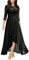 MIUSOL Women's Elegant Scoop Neck Floral Lace Formal Wedding Maxi Dress (Medium, Black)