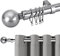 Hafaa Curtain Poles Plain Metal Ball Adjustable Decorative Window Curtain Pole Includes 70 to 120 cm Extendable Curtain Rod, 60mm Size Classic Finials, Rings, Brackets & Fittings Set, Chrome