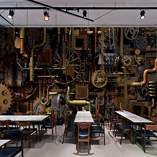 3D Mural Wallpaper Machine Mechanical Retro 3D Murals Wallpaper for Bedroom and Living Room Wall Decoration