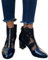 ORANDESIGNE Stivali da Donna in Tulle Vuoto Ricamato Stivaletti con Tacco Largo Stivali Corti Elegante Stivali Estivi in Pizzo Floreale con Giunzione con Cerniera A Nero 39 EU