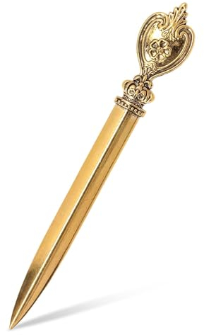 Brieföffner, 5 * 0.7in Metall Brieföffner Edel Retro Umschlag Express Datei Letter Opener Vintage Brieföffner Messer Leichter Handgefertigter Umschlagschneider Geeignet Zum öffnen(Gold)