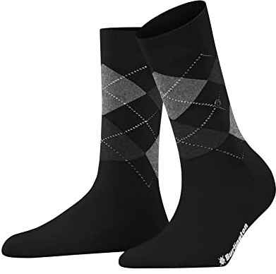Burlington Women's Covent Garden Socks Breathable Cotton Thin Flat Seam In The Toe Area With Argyle Pattern For Dress Casual Business Looks One Size Fits All Gift Idea 1 Pair