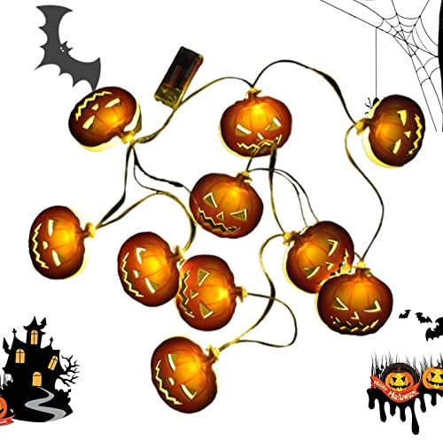 Stringa di luci per Halloween, zucca, strega, pipistrello, 2 , decorazioni per Halloween con 10 LED, funzionamento a batteria, accessori per ghirlande di Halloween, decorazioni per feste in casa