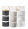 3er-Pack Gitter-Hängetaschen, wasserdichter Organizer, Aufbewahrungszubehör, Baumwoll Leinen Einkaufstüte, Wandbehang Utility Bag, Hanging Storage, Geeignet für Badezimmer (Schwarz, Weiß, Grau)