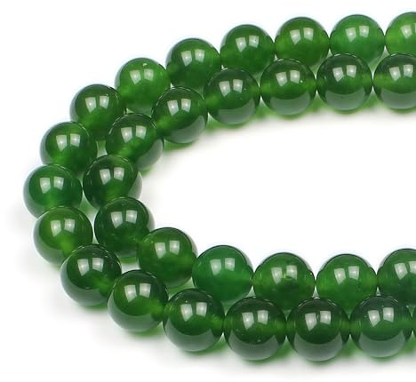 MJDCB Round Stone Beads 12mm Olive Jade Loose Gemstone Beads for Jewelry Making Bracelet Necklace 30pcs