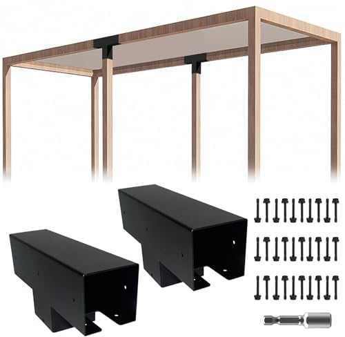 ITeVe.GD Kit de pérgola, 2 soportes de esquina en ángulo en T de 3 vías, soporte de madera elevado con tornillos para 4 x 4 pulgadas (tamaño interior: 3.5 x 3.5 pulgadas), vigas de madera, pérgola,