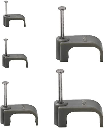 UKCABLE-TIES Flat Cable Clips 2.5mm Grey Twin and Earth Nail Clips - Pack of 50