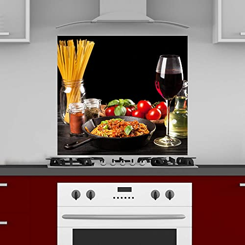 INDIGOS UG Küchenrückwand Platte für Fliesenspiegel - Spaghetti Pasta - 60x50 cm - Spritzschutz Aluverbundplatte hitzebeständig - Rückwand Küche modern abwischbar - Herd & Ofen - Wandverkleidung