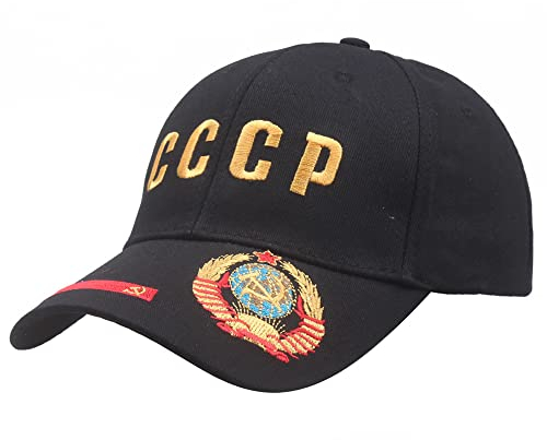 Baseballmütze Unisex C.C.C.P Mütze, Täglich Lässig Baseballmütze, Washed Look Retro Kappe Mütze Cap Schirmmütze Basecap Verstellbar-Black||1 Piece