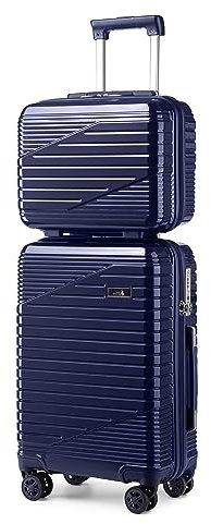 Sea choice Handgepäck Kofferset 2 Teilig Reisekoffer mit Kosmetikkoffer Hartschalenkoffer PC Bordgepäck 4 Rollen und TSA Schloss 38L, 55cm