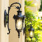 Mengjay Retro Wandlampe-Antike Außenwandleuchte E27 Gartenlampe Retro Antike Wandleuchte mit Glaslampe Abdeckung Outdoor Lampe Wasserdichte Tür Balkon Villa Außenlampe-Antike Farbe. (D)