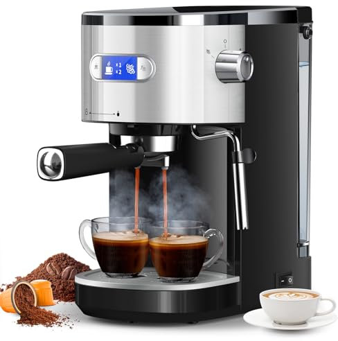COWSAR - Máquina de café espresso de 20 barras, cafetera semiautomática con espumador de leche, tanque de agua extraíble de 40 onzas para capuchino, café con leche, hogar
