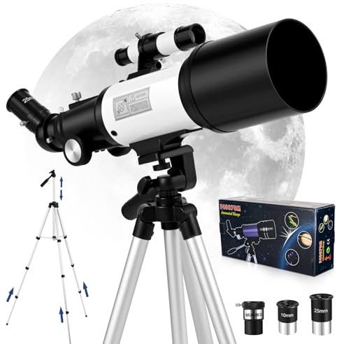 Teleskop Astronomie, 70 mm Öffnung 300 Astronomisches Refraktions, tragbares Astronomie-Teleskop für Erwachsene und Kinder mit Aluminium-Stativ und Multi-Power-Okular
