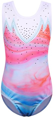 ZNYUNE Mädchen Ballettanzug bunt Schneeflocke Ballettanzug 3-12 Jahre Orange/Pink/Blau 6A
