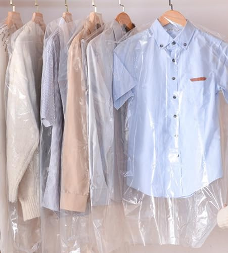 Bayli 10er Set Kleiderschutzhülle Transparent - Mantelschutz durchsichtig - Kleiderfolie 60x130cm - 10 Stück Kleidersack - Bekleidungsschutzhüllen - Kleiderhülle - Staubschutz - Kleidungsbeutel