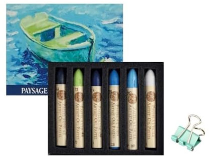 Sennelier Pastels à Huile 6 Couleurs. Set Paysage marin-seascape et mini pince