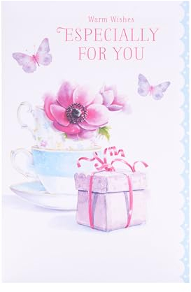 UK Greetings Carte d'anniversaire pour elle/amie – Motif tasses à thé – Gamme Thinking of You
