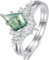 Yaresul Natürlicher Moosachat Ring Silber Ringe 925 Frauen Set Verlobungsring Damen Raute Schneiden Moosachat Ringe Schmuck Geschenke für Frauen Größe 54.4(17.3)