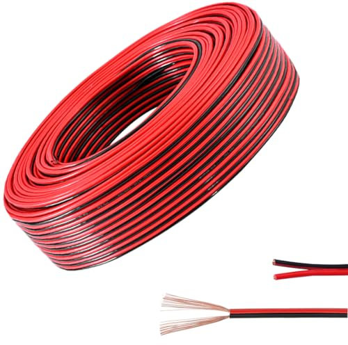 Cavi Elettrici in PVC da 22AWG 18AWG - 30metri 20m 10m Cavo in Rosso e Nero, 2 Poli Flessibile da Linea in Rame a Trefoli per Strisce LED Cablaggio Automobilistico (18#, 20 Metri)
