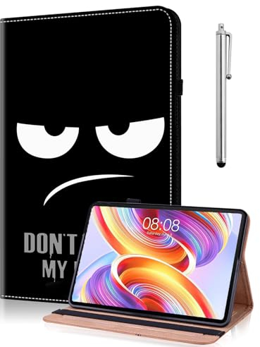 Hülle für Amazon Fire HD 10 Tablet (9. Gen 2019 & 7. Gen 2017) mit Stylus, Fire HD 10 2019/2017 Hülle Ständer, PU Leder Wallet Cover Case mit Kartenschlitz -Nicht anfassen