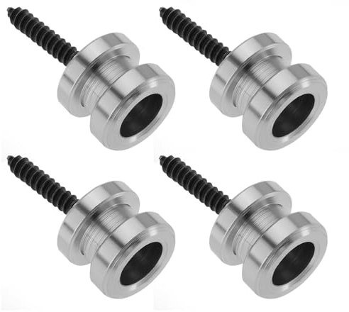 Create idea 2 Pairs of Guitar Strap Locks and Buttons Quick Release Security Straplocks with Mounting Screws Compatible with Schaller Compatible with Grover 11.9x9.9mm Silver