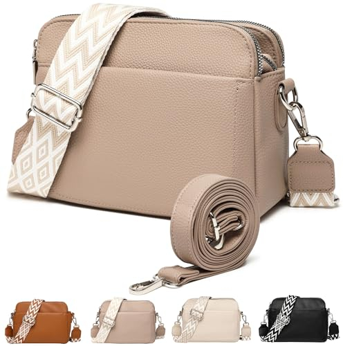 Makukke Crossbody Bag Damen, Umhängetasche Handytasche zum Umhängen Kleine Handtasche Damen Moderne Schultertasche PU Leder Tasche mit Kartenschlitz 2 Schultergurt Verstellbar Abnehmbar Schultergurt