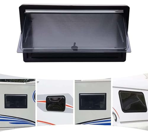 ZYJIX Finestra per Camper, Caravan, Presa d'Aria da Tetto, Finestra per Camper, Finestra A Spinta Esterna, con Tenda Avvolgibile Integrata E Zanzariera per Roulotte(Size:500x300mm)