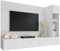 Mirjan24 Meuble de salon Deromi avec panneaux muraux et meuble TV bas, blanc + marbre blanc, 1 étagère suspendue