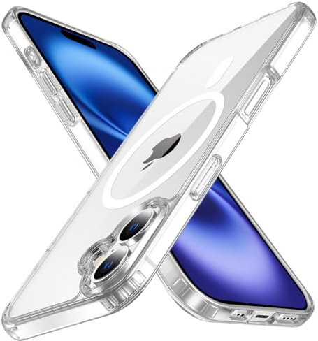 tigratigro Cover Magnetica per iPhone 16 Plus, Compatibile con MagSafe Ricarica Wireless, Telefono Custodia Antiurto, Retro Antigraffio Trasparente (Trasparente)