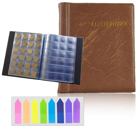 Münzalbum für Euro-Münzen – Praktisches Sammelalbum mit 480 Fächern und Bookmark-Index – ideal für Münzen, Abzeichen und Mini-Briefmarken