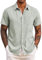 COOFANDY Chemise Homme Manches Courtes Chemisette Homme Élégante Chemise à Boutons Légère pour Été Vert Clair XXL