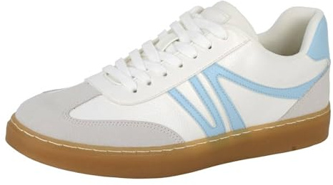 Cipriata L630 Reda Womens Lace Up Platform Glamour Trainer (White Grain/Sky Blue PU, UK Footwear Size System, Adult, Women, Numeric, Medium, 7)