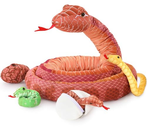 MorisMos 200cm lang groß Schlange Kuscheltier XXL mit Baby im Bauch, weich Kobra Stoffschlange Kuschelsnake Kinder Spielzeug Puppe