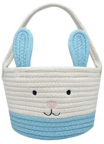 Osterkorb, Osterhasenkorb mit Griff, Osterkörbe für Kinder, Baby-Geschenkkorb, Eiereimer, Geschenke, Tragetaschen, Eiersuchkorb für Jungen, Mädchen, Kleinkinder, Babys, Säugling (Blau)