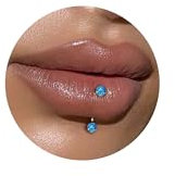 ESHIONER G23 Titan Rook Piercing Schmuck Banane Augenbrauen Barbell Helix Labret Piercing Lippe Lippenpiercing Daith Belly Bar Silber Blau Opal Kugel 10mm 16G Curved Barbell