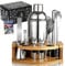 Leseed Shaker Cocktail Kit, 12 Pièces Kit Cocktail Shaker avec 750ML Shaker INOX, Doseur Cocktail, Support en Bois et Livre de Recettes, Cadeau pour Homme et Femme (Bar à Domicile, Fête, Mariage)