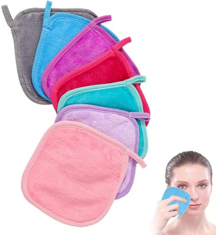 7 Pcs Make Up Remover Cloth - Face Skin Cleaning Cloth Washable Soft Facial Face Washing Pads Facial Wipe Large Reusable Removing Towels for Daily Travel Trip Outdoors