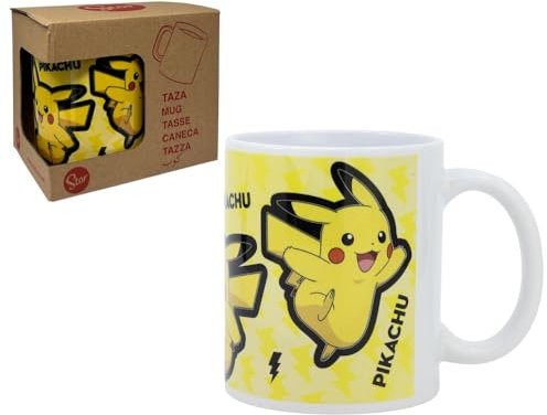 CARTOON Taza Pokémon Pikachu de cerámica modelo mug con impresión sublimática tazón desayuno 325ml para niños