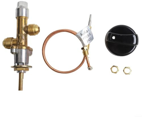 ZAMETTER Kit valvole di controllo di sicurezza in ottone Safetys Kit valvole di controllo del flusso di gas Set di valvole di controllo di sicurezza con manopola Termocoppia Sistema di monitoraggio
