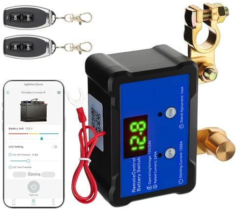 GEARCELL Kill Switch Car App Controlled 12V 240A Battery Disconnect Switch | Battery Iisolator Car Battery Kill Switch to Prevent Battery Drain for Cars, Trucks, SUVs, Boat, RV