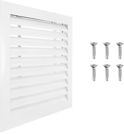 PATIKIL Giebelentlüftung 16 X 16 Zoll Luftkanalöffnungsgröße Weiß | 1PCS, 18 X 18 Zoll, Wandlüftung Quadratische Jalousie Luftgitter, Aluminiumlegierung, Mit Edelstahlsieb