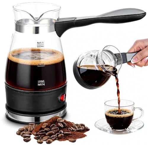 Umllpet Caffettiera elettrica turca da 500 ml, caffettiera elettrica turca, caffettiera per caffè espresso, caffettiera elettrica turca per casa, ufficio